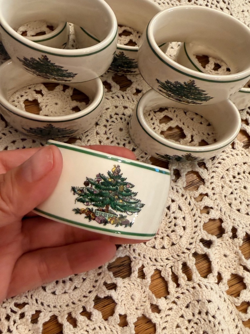 SPODE Christmas Tree napkin rings